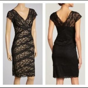 Marina Black & Nude Lace Cocktail Dress